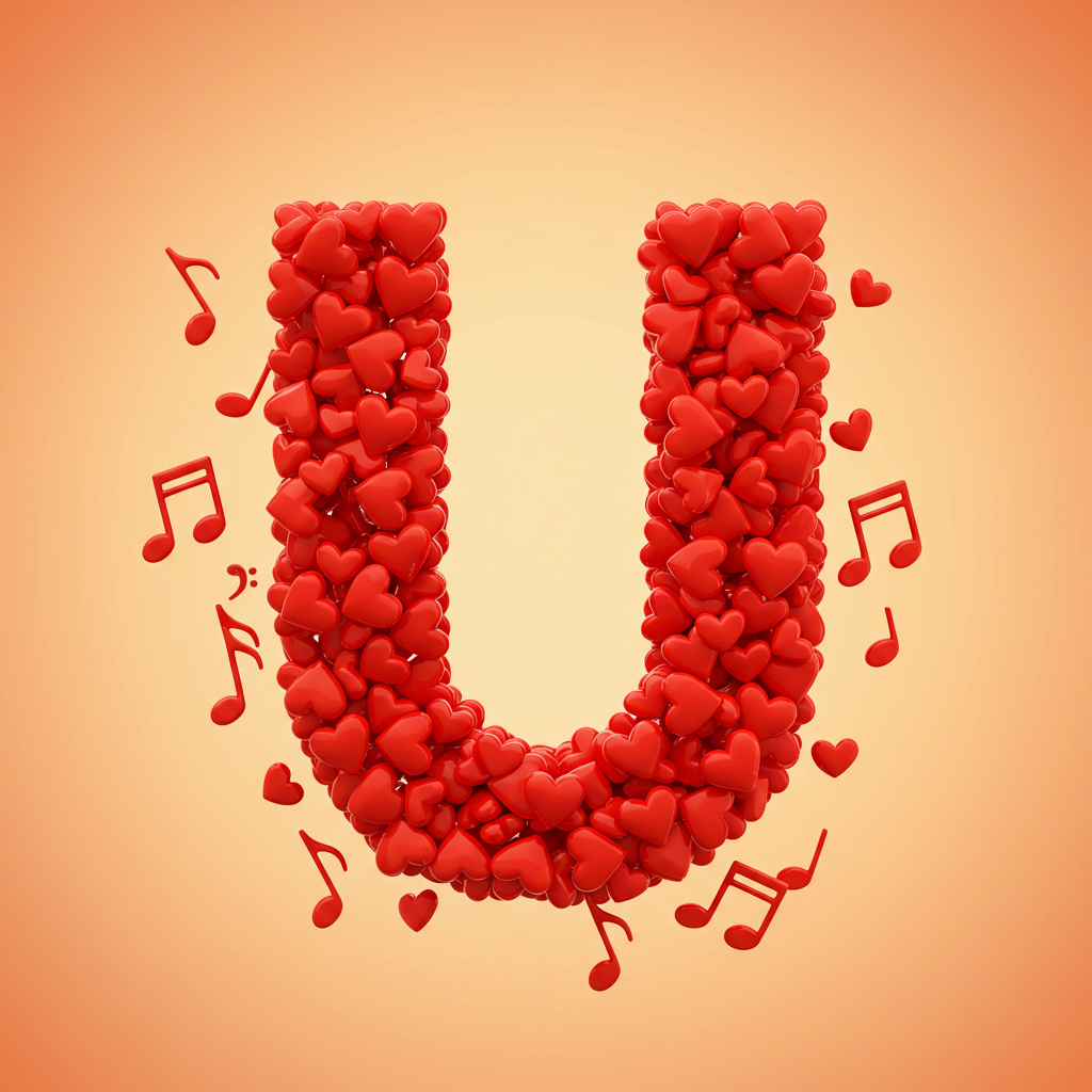 Red hearts — litera U (wariant 2)