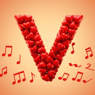 Red hearts — litera V
