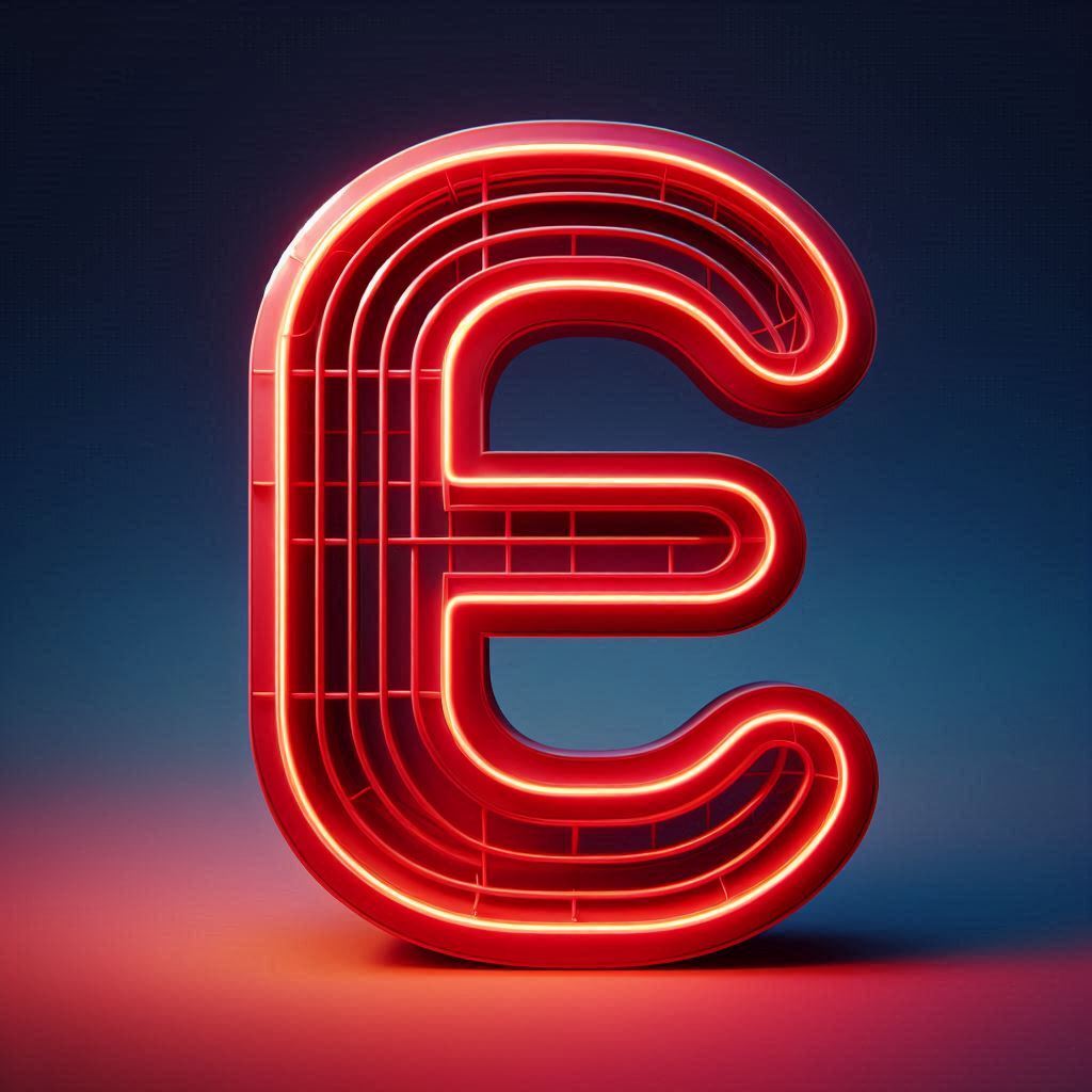 Red neon — litera E (wariant 2)