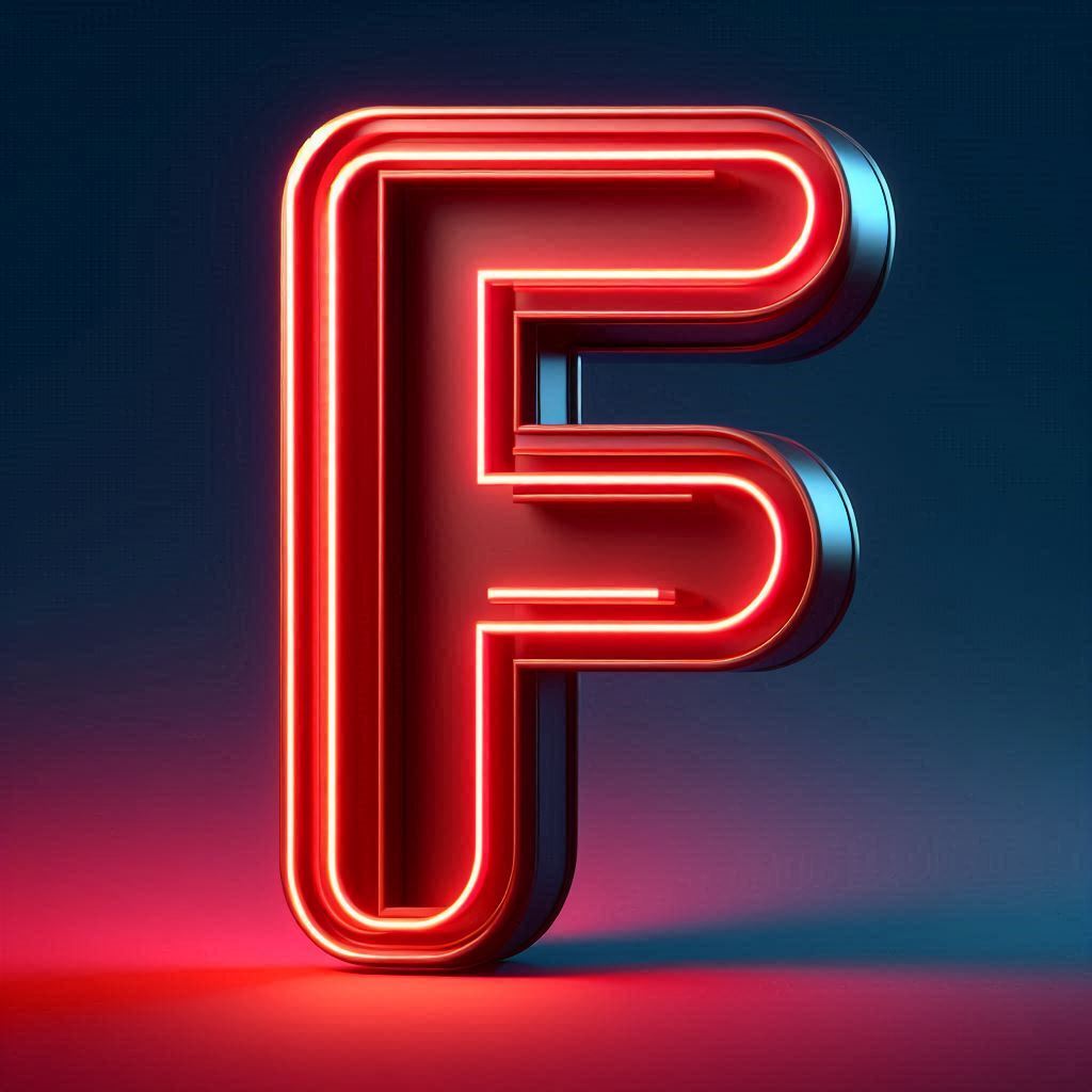 Red neon — litera F (wariant 2)