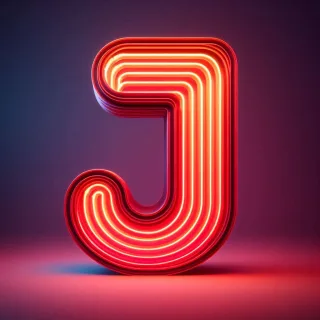 Red neon — litera J (wariant 2)