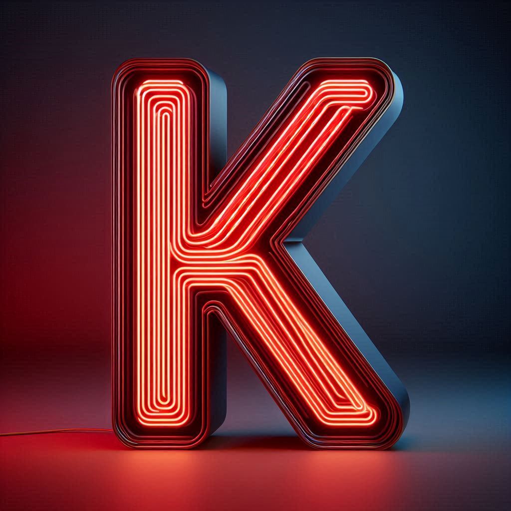 Red neon — litera K (wariant 2)