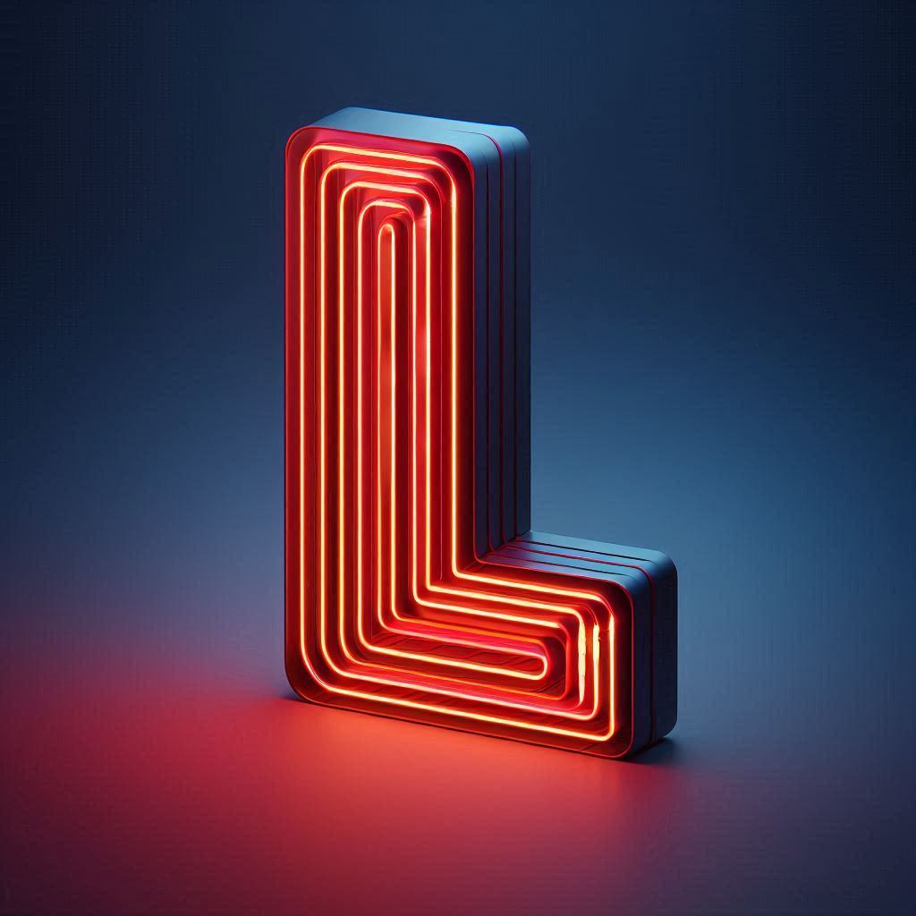 Red neon — litera L (wariant 2)