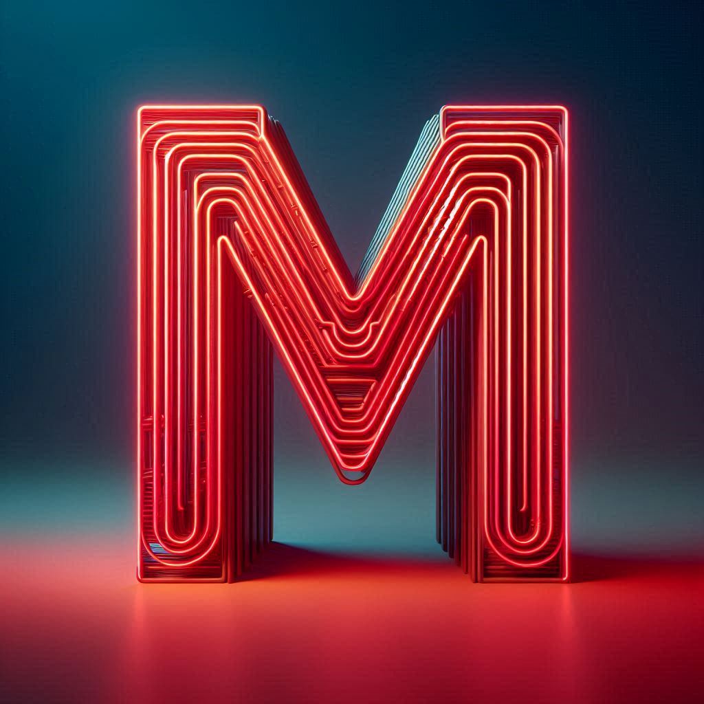 Red neon — litera M