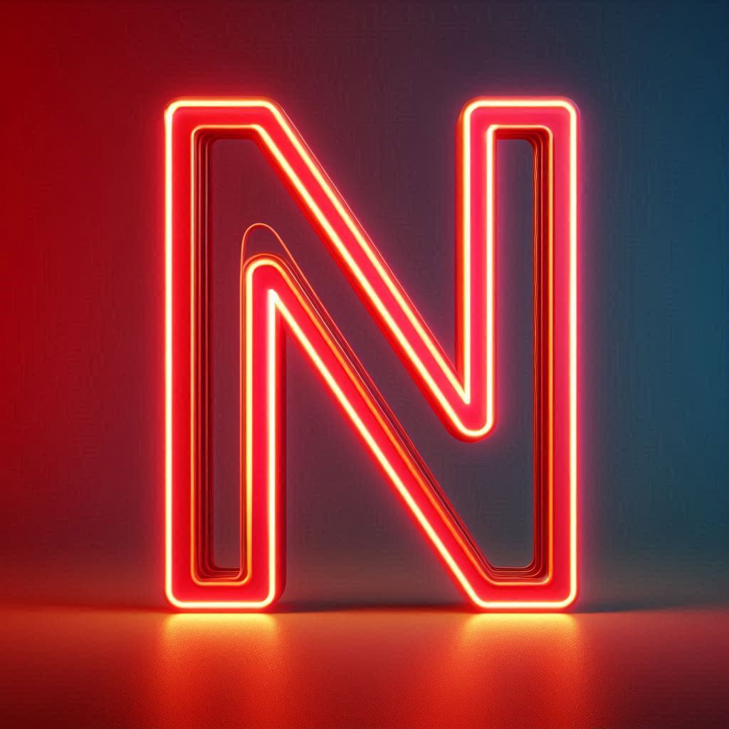 Red neon — litera N (wariant 2)