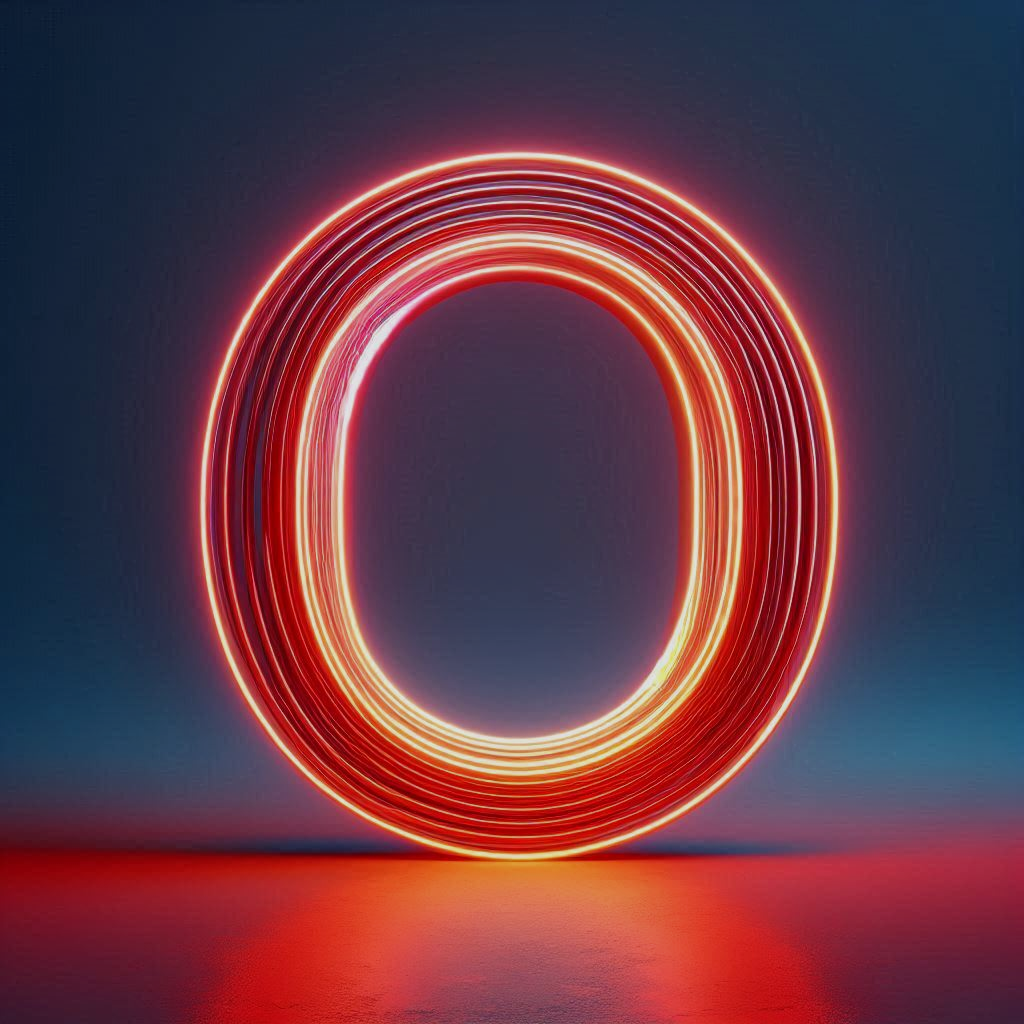 Red neon — litera O (wariant 2)