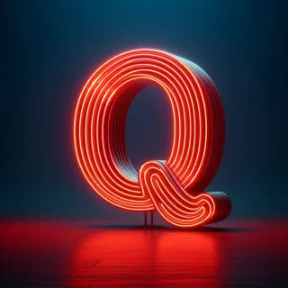 Red neon — litera Q (wariant 2)