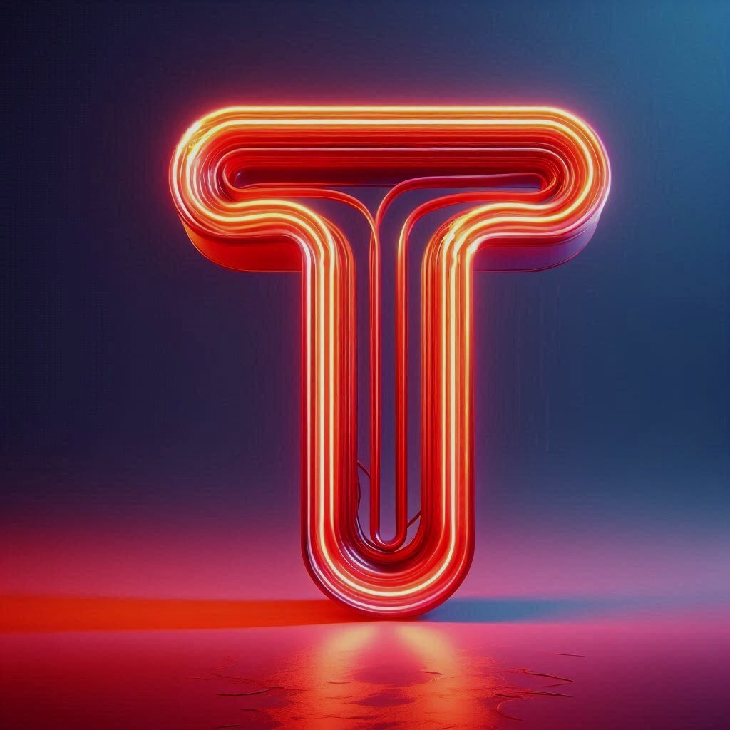 Red neon — litera T (wariant 2)