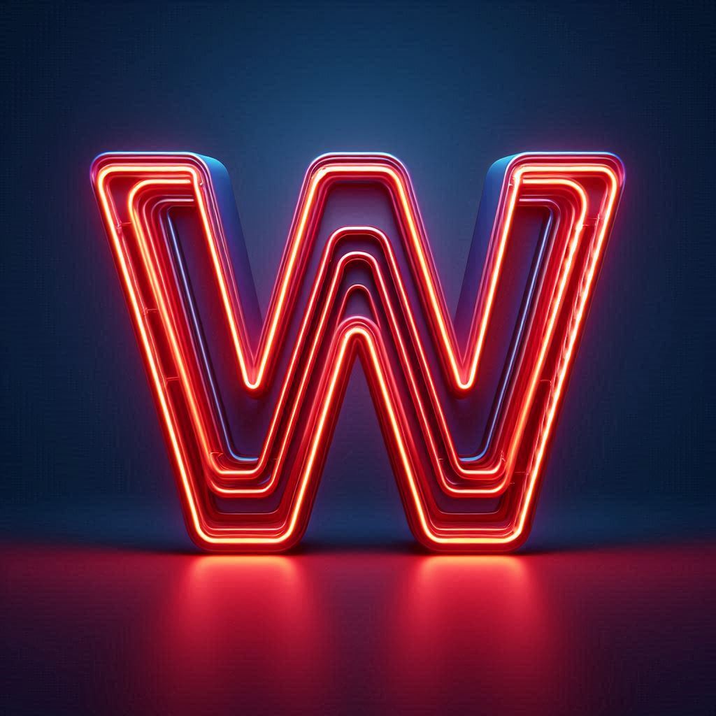 Red neon — litera W (wariant 2)