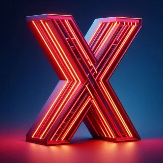 Red neon — litera X (wariant 2)
