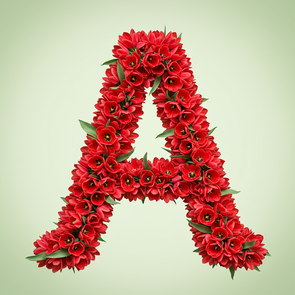 Red tulips — litera A (wariant 2)