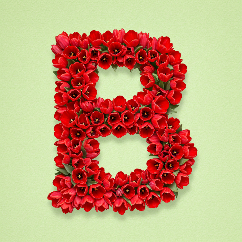 Red tulips — litera B (wariant 2)