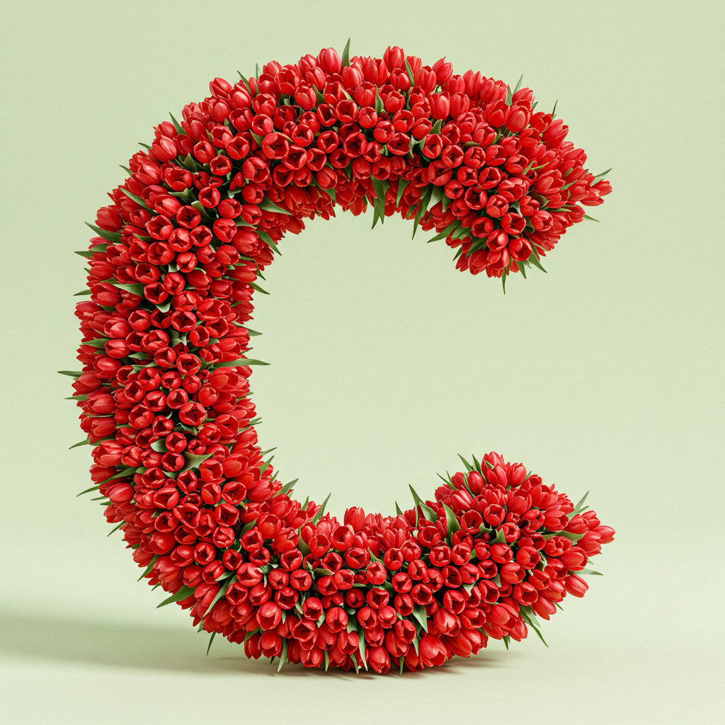 Red tulips — litera C (wariant 2)