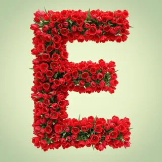 Red tulips — litera E (wariant 2)