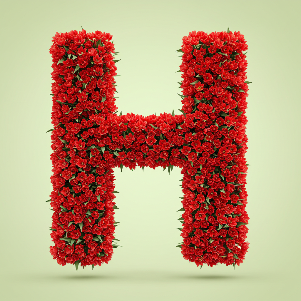 Red tulips — litera H (wariant 2)