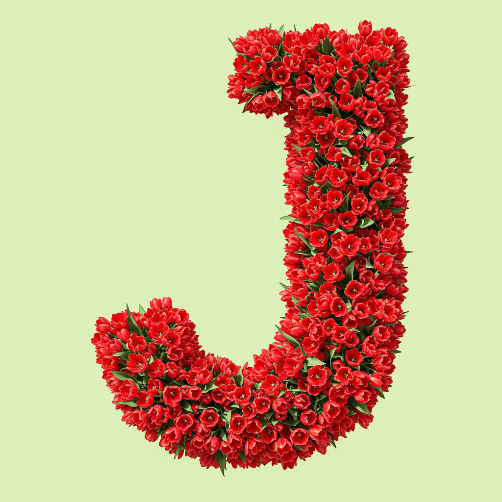 Red tulips — litera J (wariant 2)