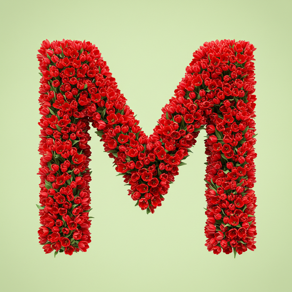 Red tulips — litera M (wariant 2)