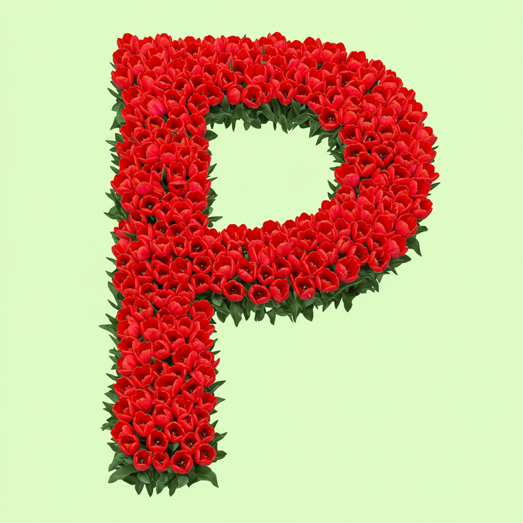 Red tulips — litera P (wariant 2)