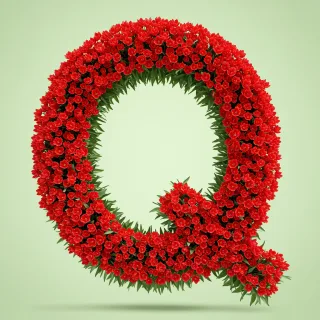 Red tulips — litera Q (wariant 2)