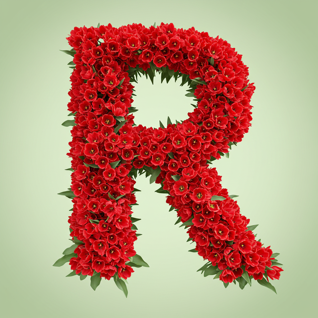 Red tulips — litera R (wariant 2)