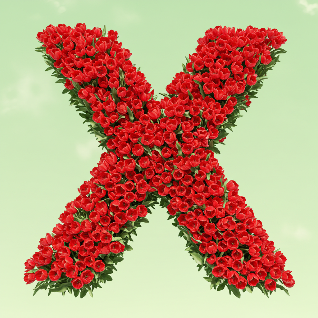 Red tulips — litera X (wariant 2)