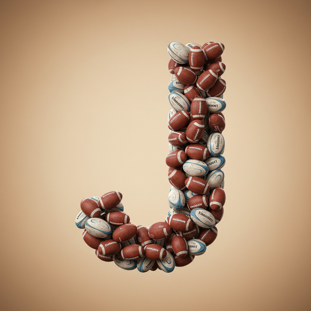 Rugby balls — litera J (wariant 2)