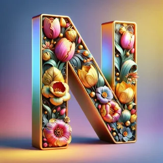 Shiny 3D Gold with Flowers