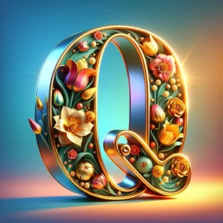 Shiny 3D Gold with Flowers