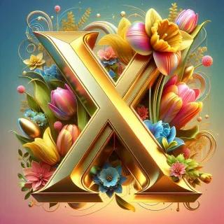 Shiny 3D Gold with Flowers