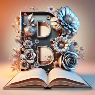 Shiny 3D Silver with Roses — litera B