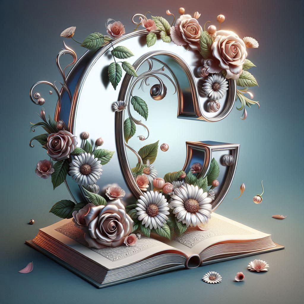 Shiny 3D Silver with Roses — litera C