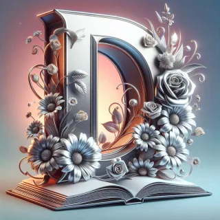 Shiny 3D Silver with Roses — litera D