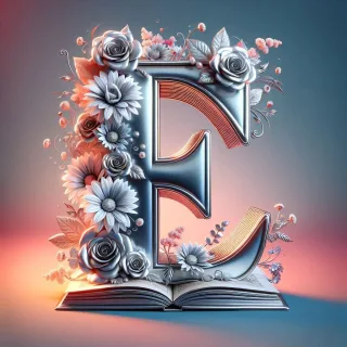 Shiny 3D Silver with Roses — litera E