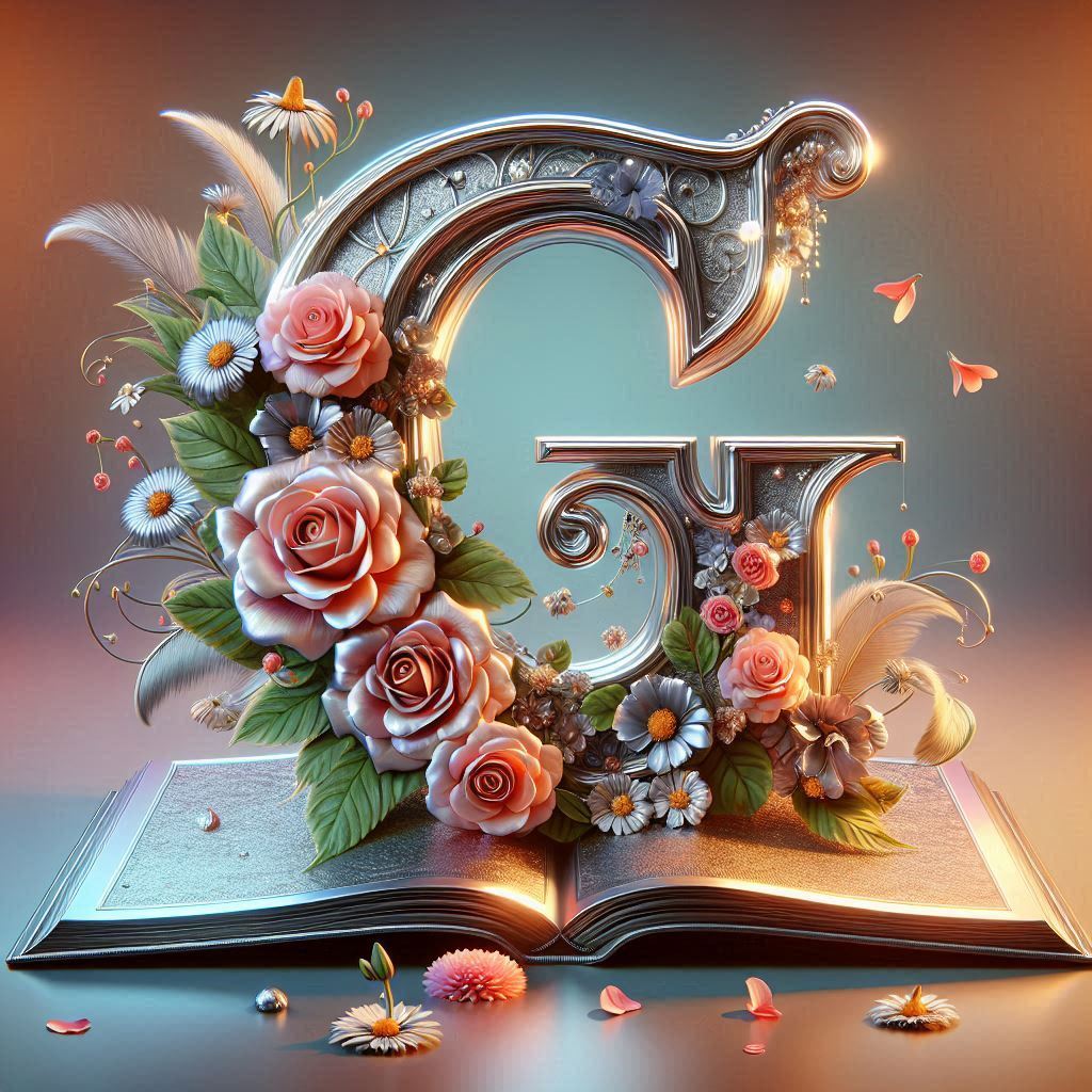 Shiny 3D Silver with Roses — litera G