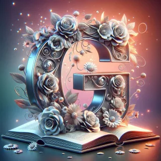 Shiny 3D Silver with Roses — litera G (wariant 2)