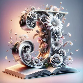 Shiny 3D Silver with Roses — litera J