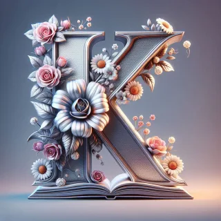 Shiny 3D Silver with Roses — litera K