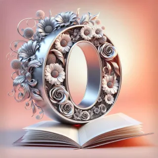 Shiny 3D Silver with Roses — litera O