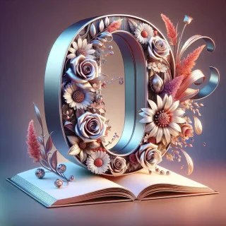 Shiny 3D Silver with Roses — litera O (wariant 2)