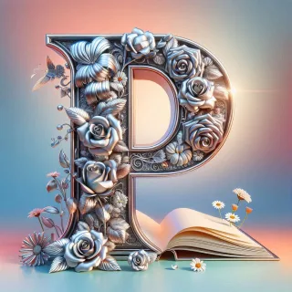 Shiny 3D Silver with Roses — litera P