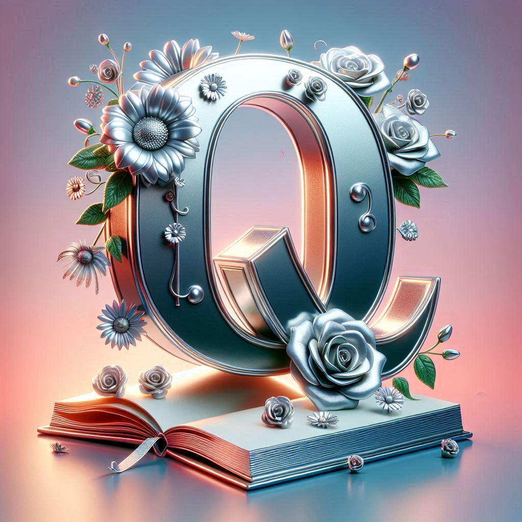 Shiny 3D Silver with Roses — litera Q