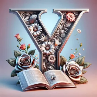 Shiny 3D Silver with Roses — litera Y