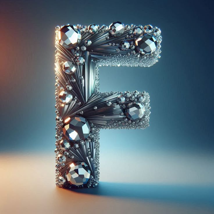 Silver crystal — litera F (wariant 2)