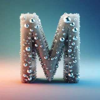 Silver crystal — litera M