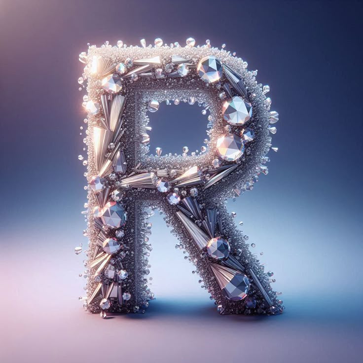 Silver crystal — litera R (wariant 2)