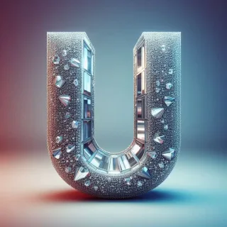 Silver crystal — litera U (wariant 2)