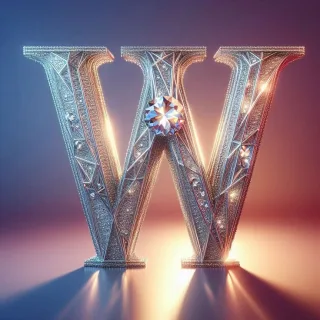 Silver crystal — litera W (wariant 2)