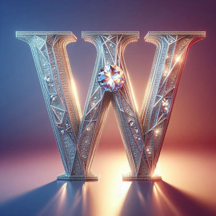 Silver crystal — litera W (wariant 2)