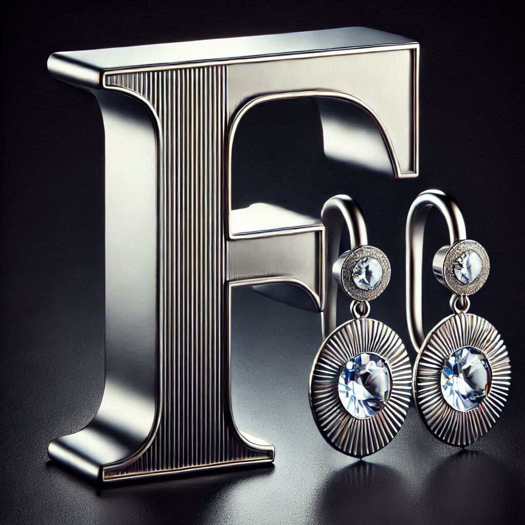 Silver earrings — litera F