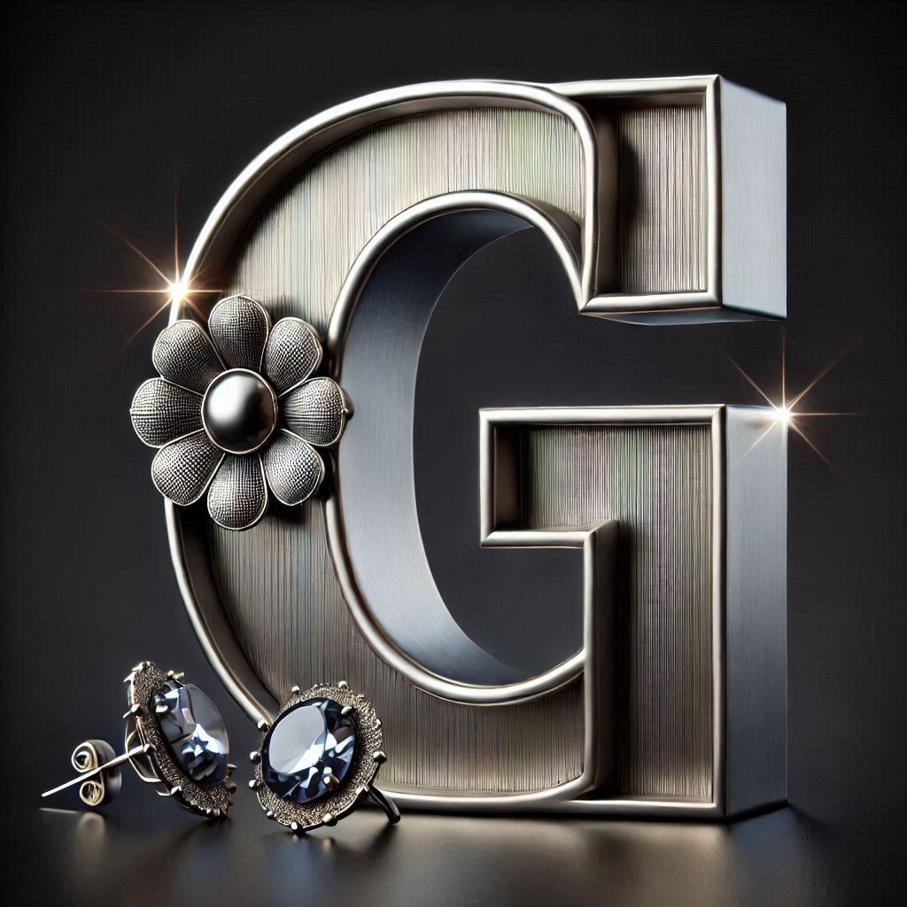 Silver earrings — litera G